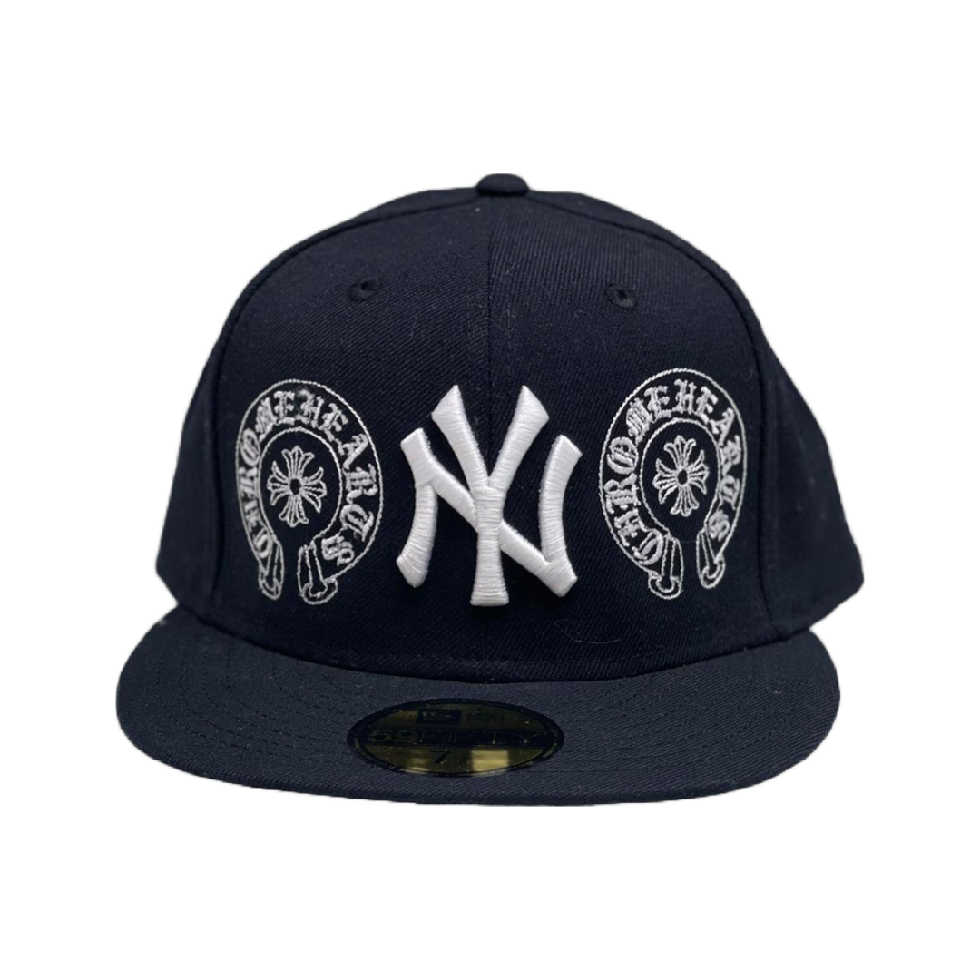 Navy Chrome Hearts New York Yankees Exclusive 59FIFTY Fitted Cap Grey Undervisor