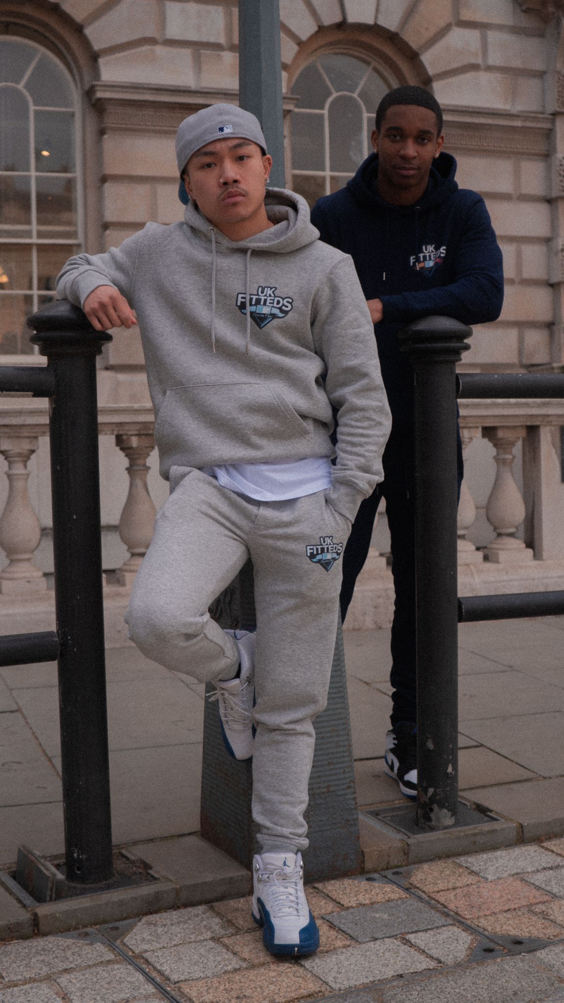 UKFitteds S1 Track Bottoms Grey/Sky Blue Colourway